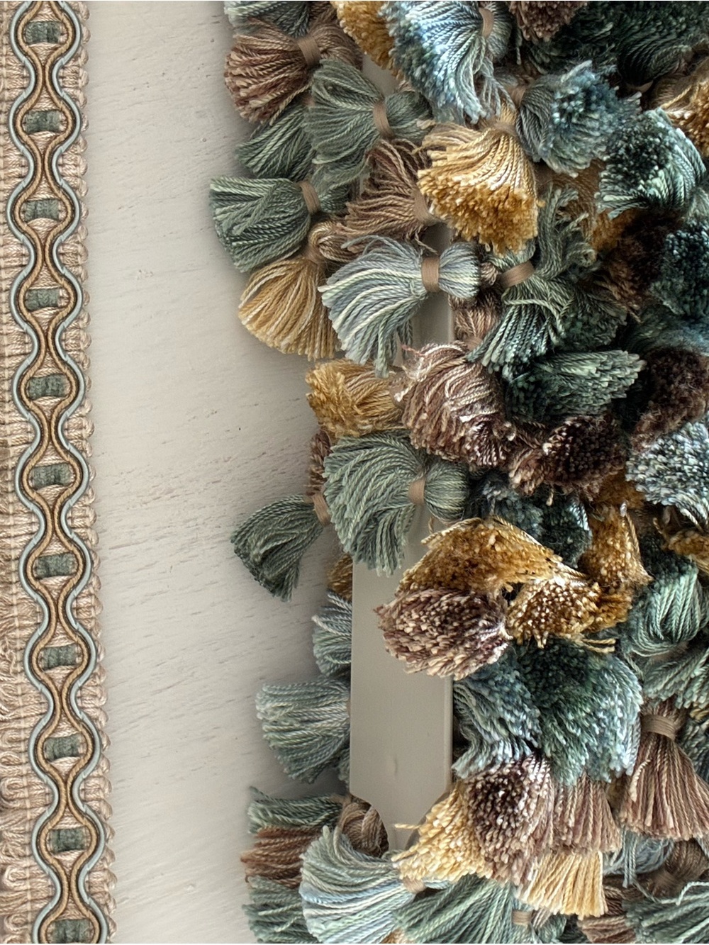 Decorative Tassel Trim by Conso, beige, blue, gold, green